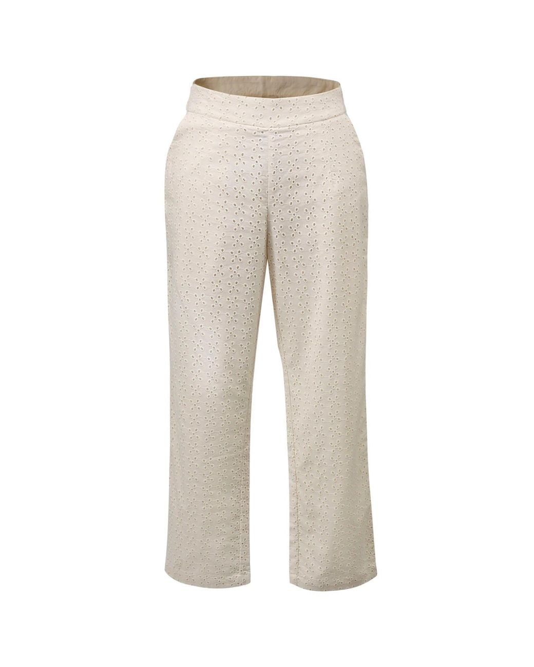Smart and Joy Natural Neutrals Eyelet Cotton Lace Pants -Cream