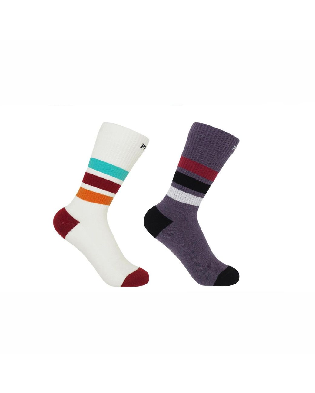Peper Harow - Made in England Blue Mauve Striped Organic Sport Socks 2 Pack