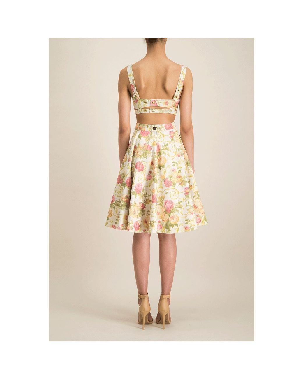 Monique Singh Yellow Iconic Romantic Indo Western Floral Jacquard Top