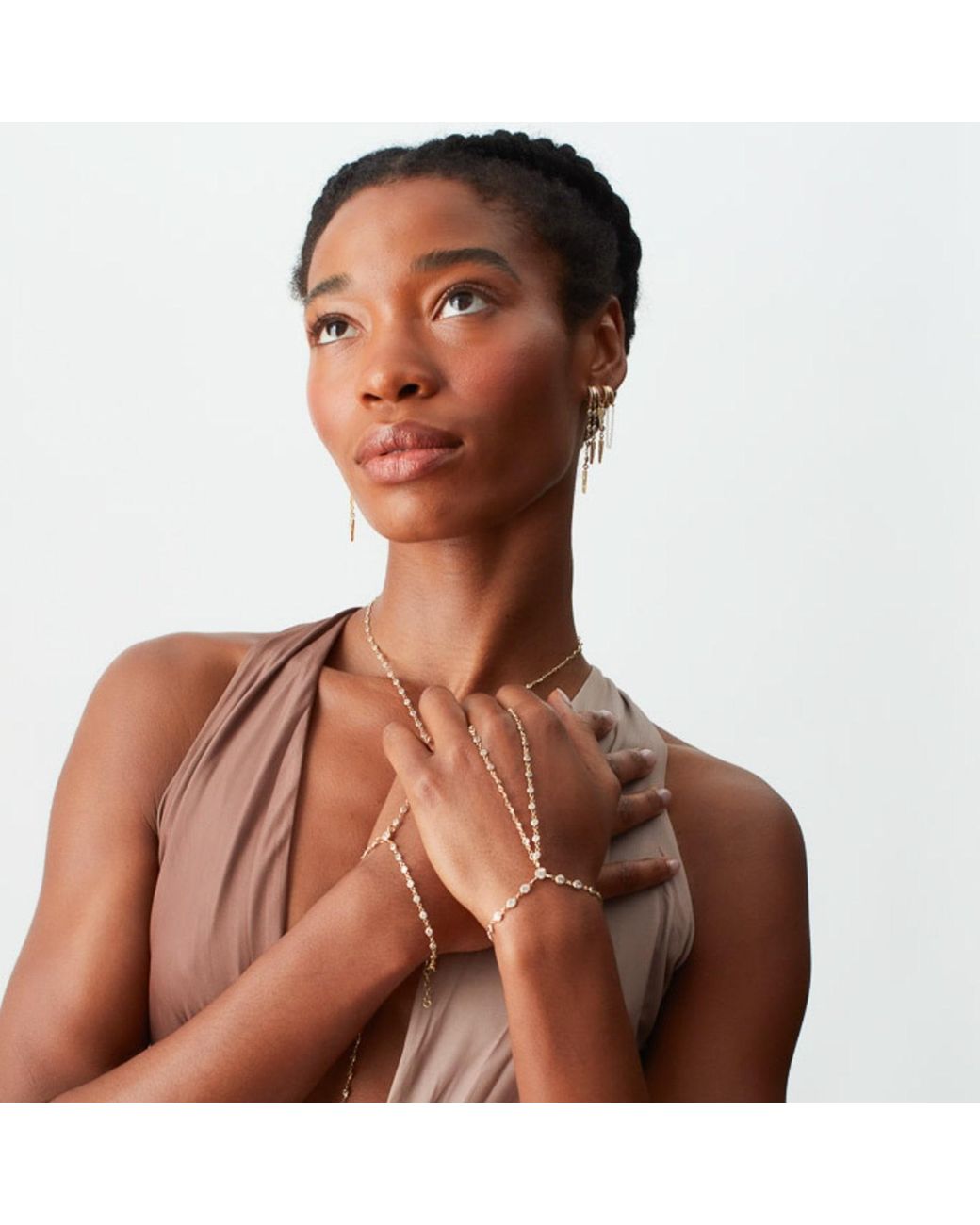 La Soula Jewelry Metallic Neutrals Soraya Hand Chain