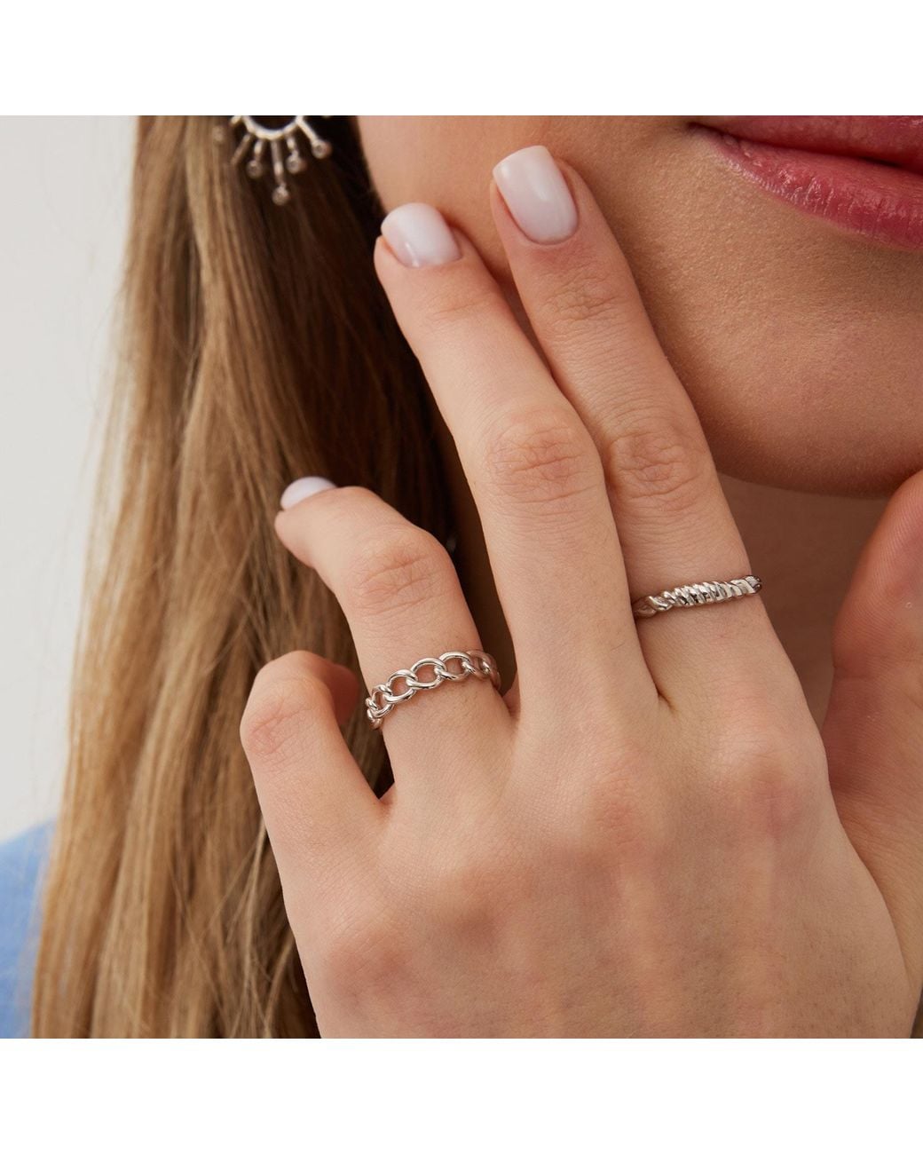 Spero London Metallic Twisted Screw Sterling Ring