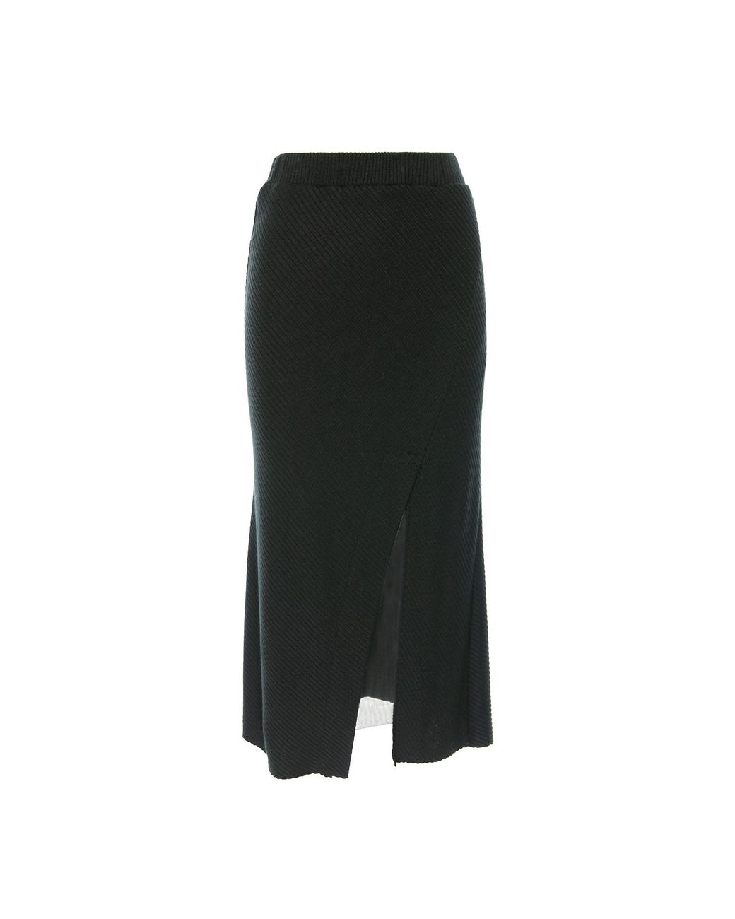 Silvia Serban Black Ribbed Skirt With Elasticated Tulle Linen