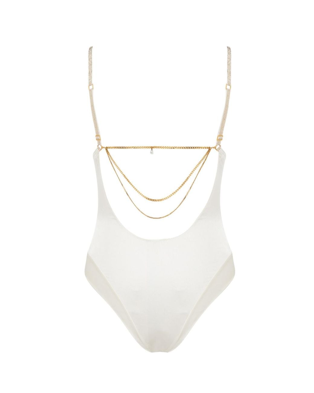 SAETA Paris Blue Neutrals Satin Silk & Jewelry Bodysuit