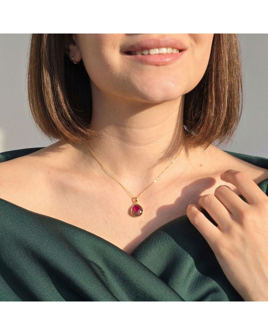 Sophelia Pink Vermeil Plated Natural Garnet January Birthstone Necklace