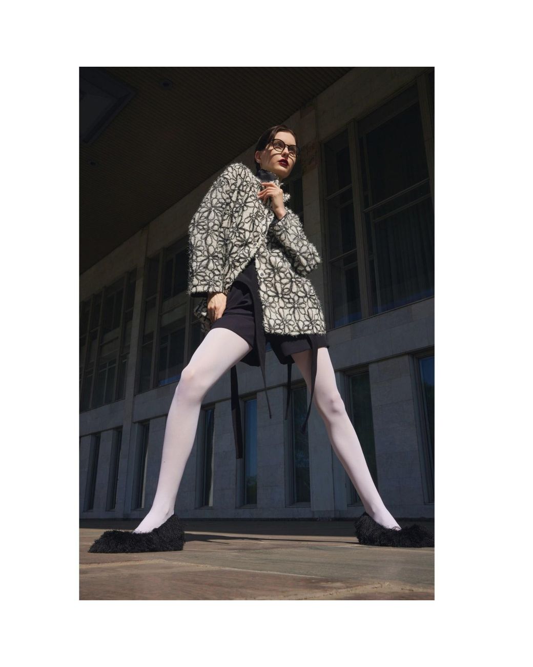 Julia Allert Black Neutrals Ivory Abstract Textured Jacket With Satin Lining