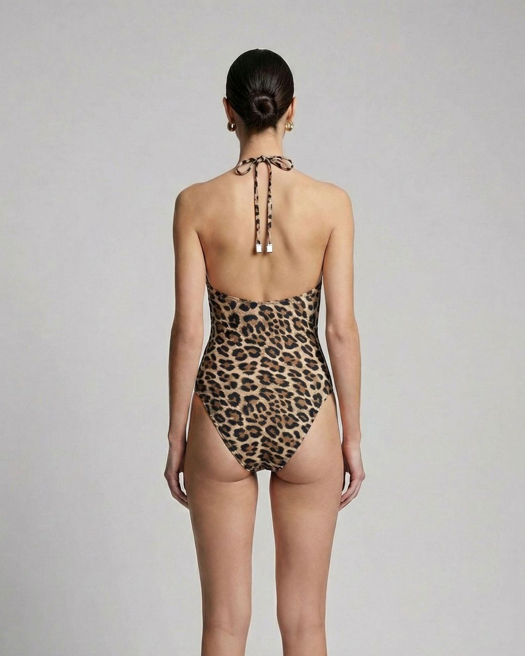 Lords of Harlech White Xena Leopard Halter One-Piece Swimsuit