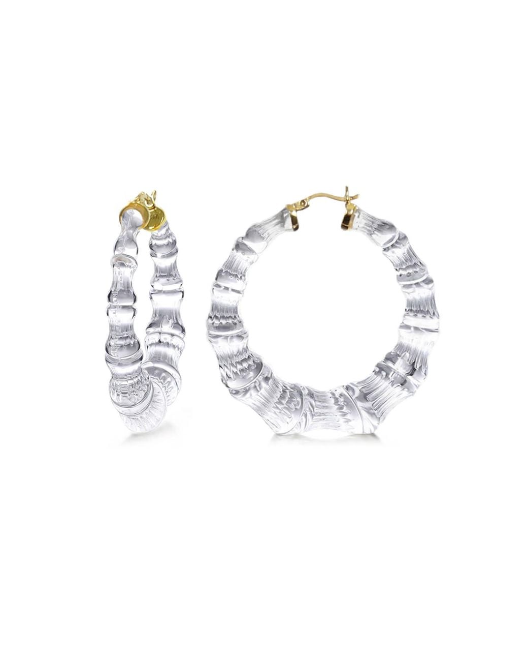Gold & Honey Multicolor Sugar Clear Bamboo Hoop Earrings