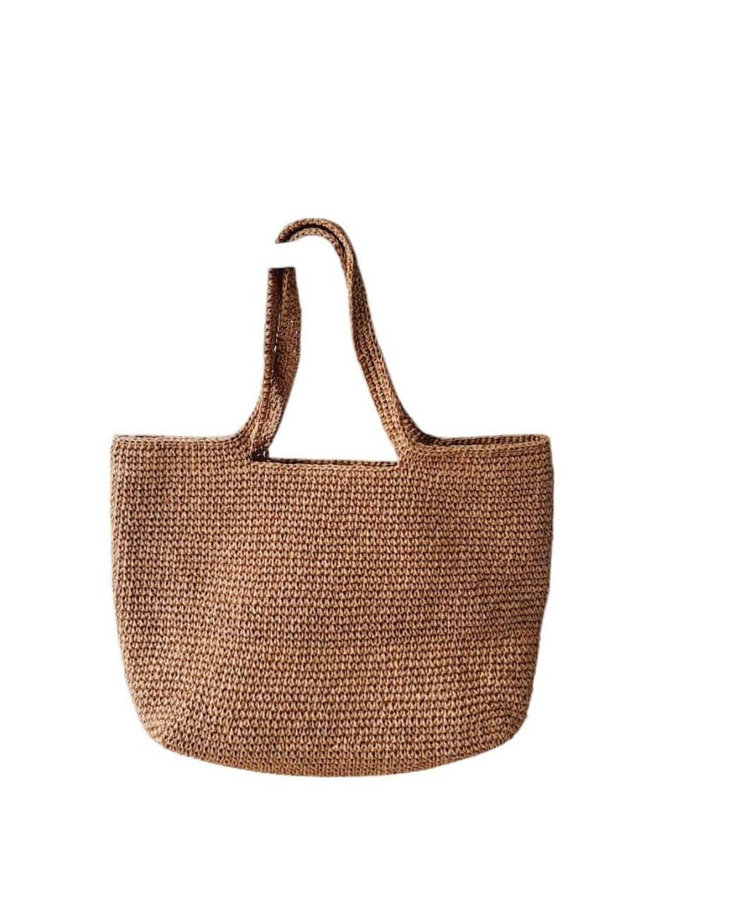 Springmoonatelier Brown Handmade Raffia Summer Shoulder Bag
