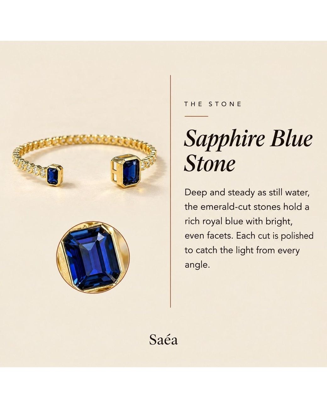Saéa Metallic Deep Emerald-Cut Quartz Open Cuff Bracelet