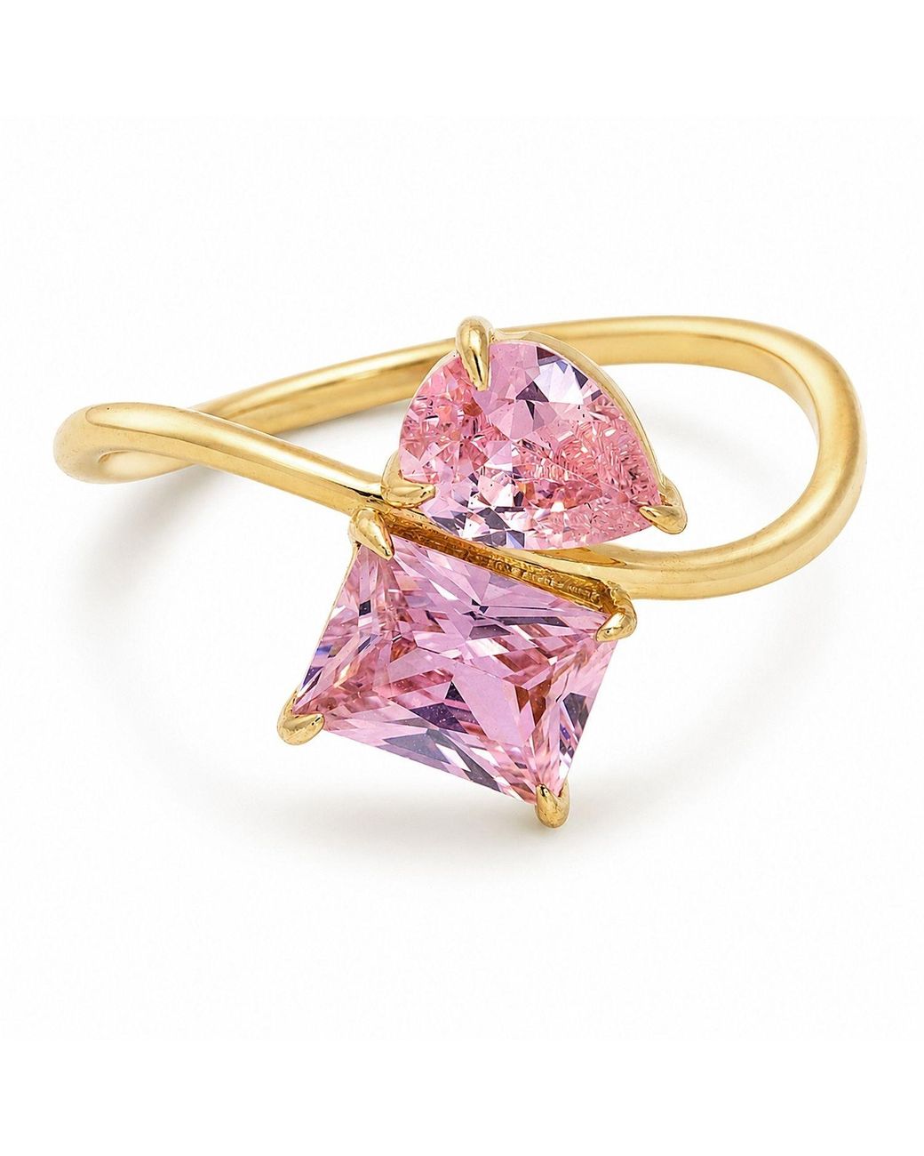 Belinda Jewelz Pink Tourmaline Wavy Toi Et Moi Birthstone Ring