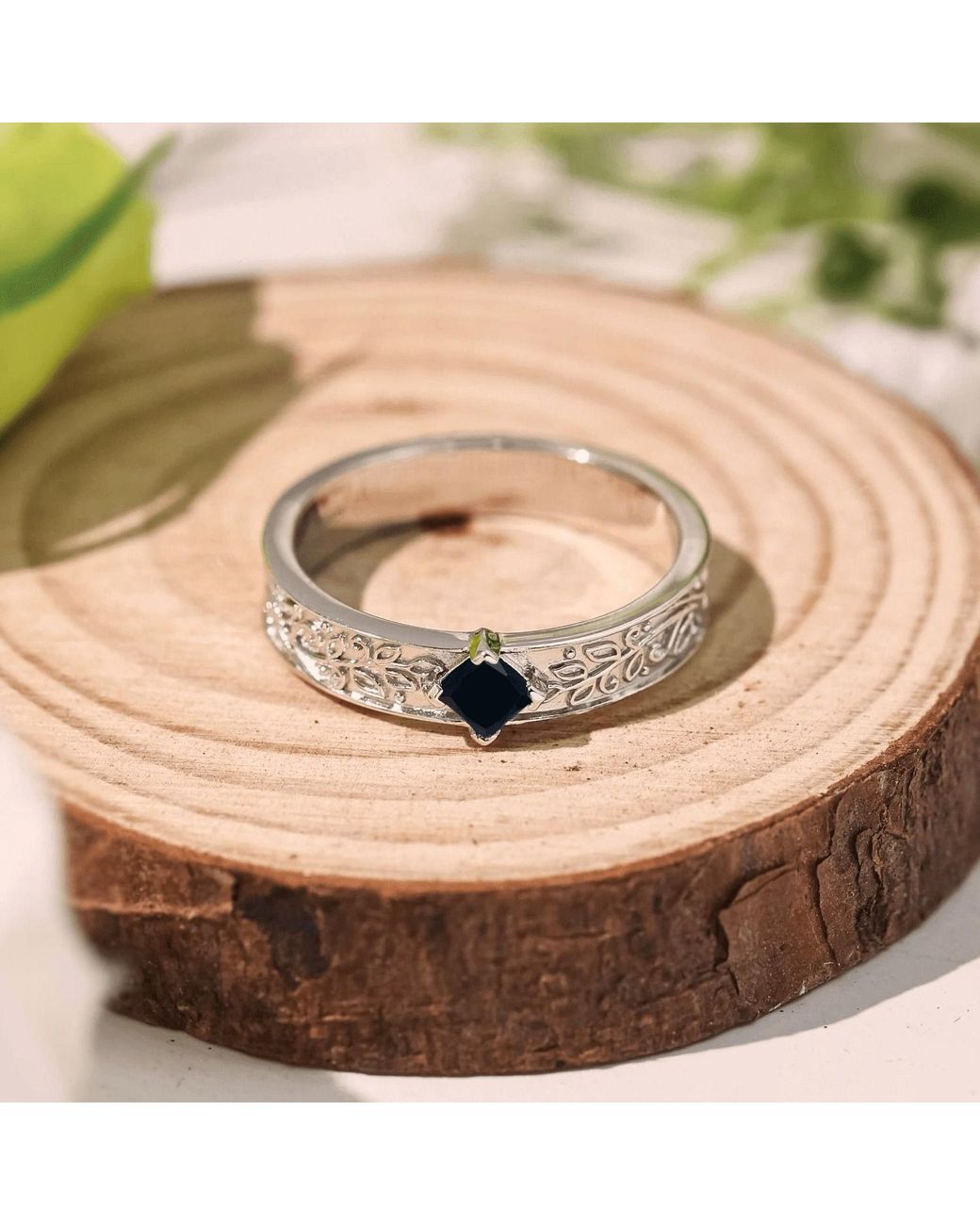 Azura Jewelry New York Gray Oakleaf Onyx Ring Vermeil for men