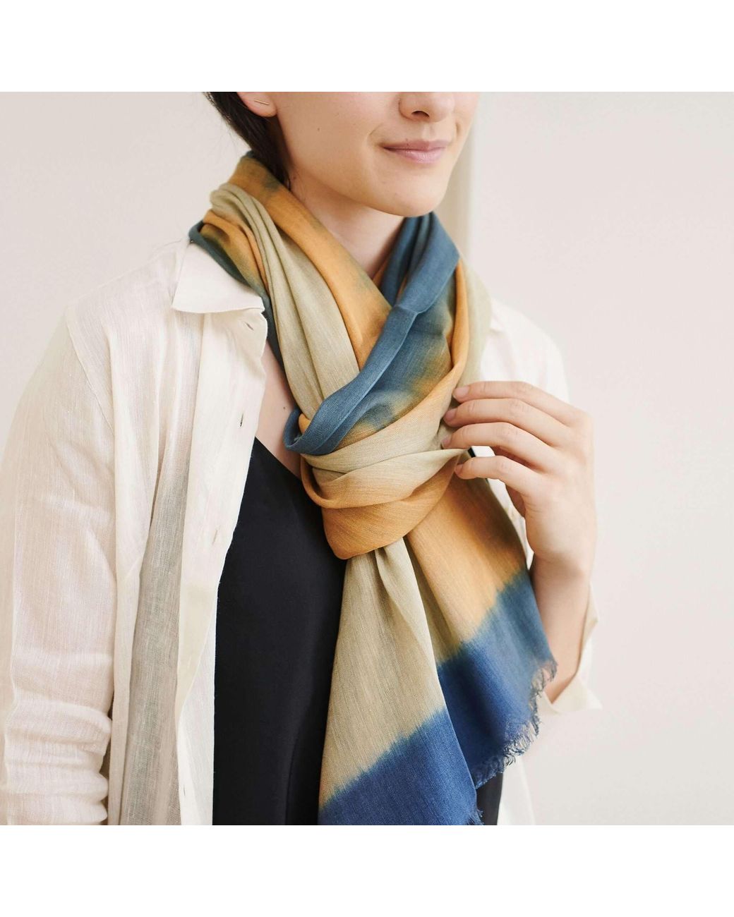Variously Blue Oceana Soft Linen Silk Handloom Scarf