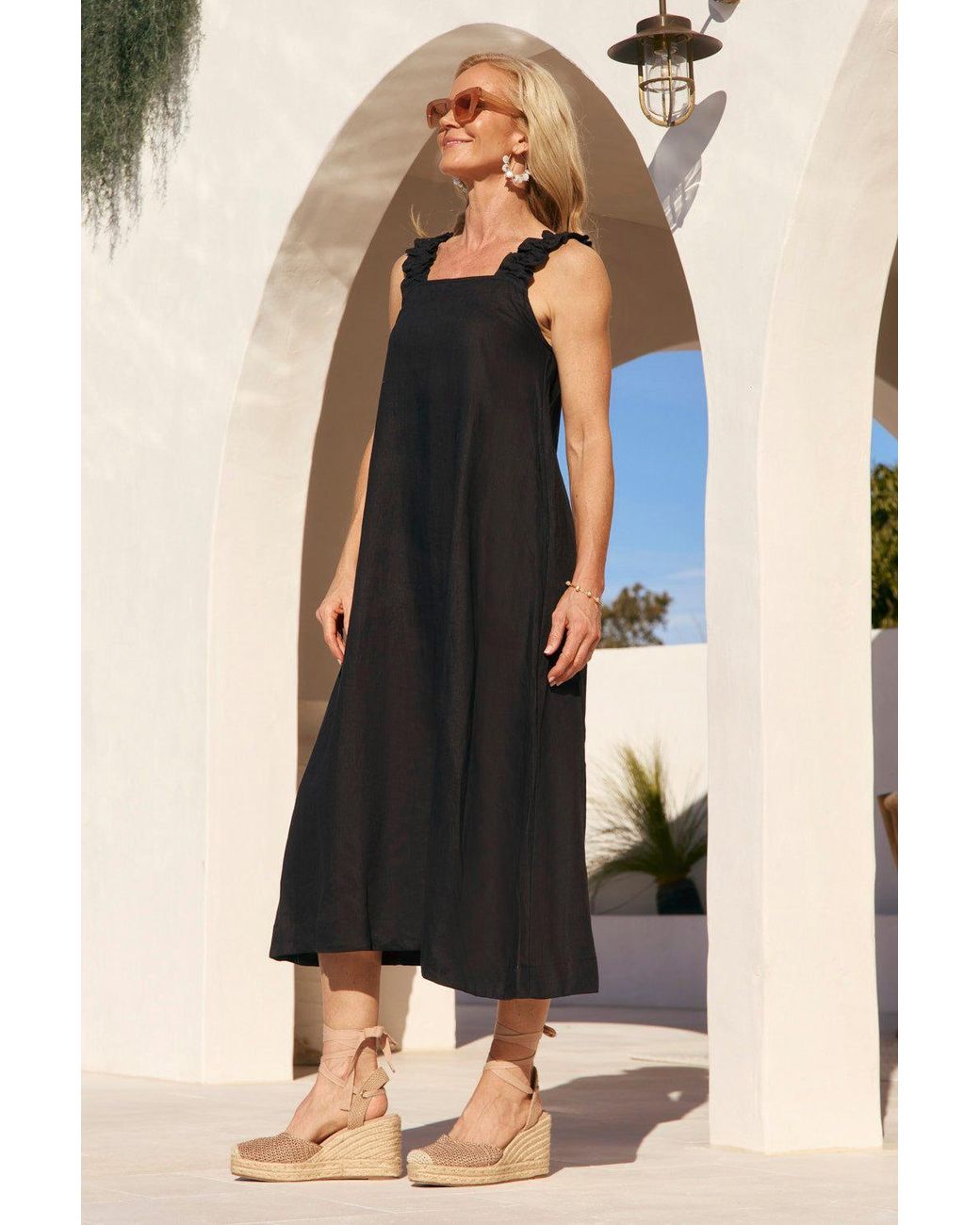 Adrift Clothing Black Claire Maxi Linen Dress
