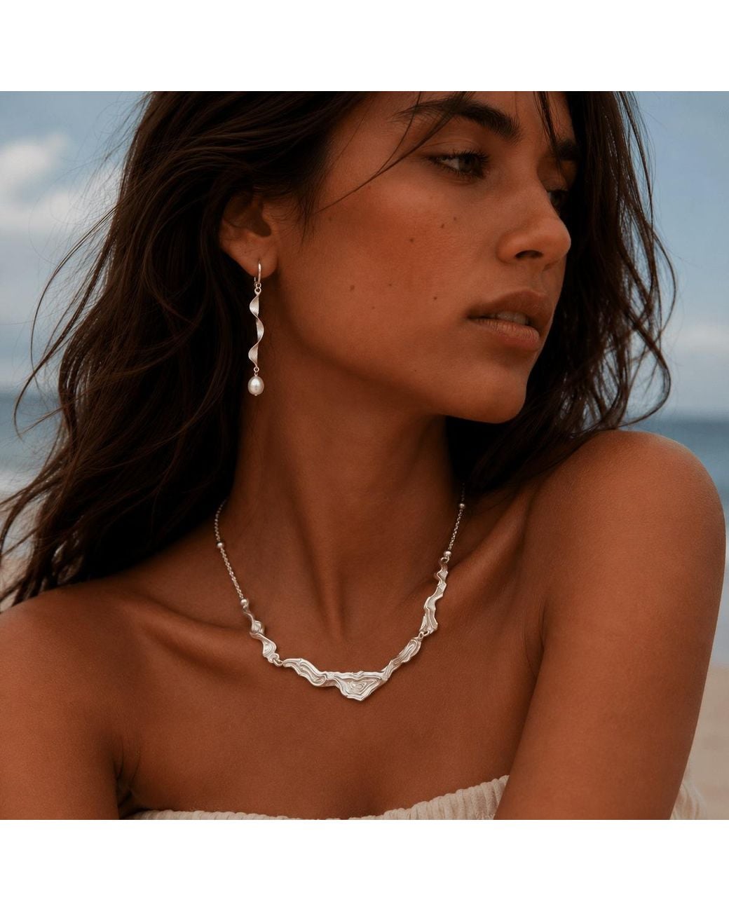 Ormiro Metallic Moontide Sterling Necklace