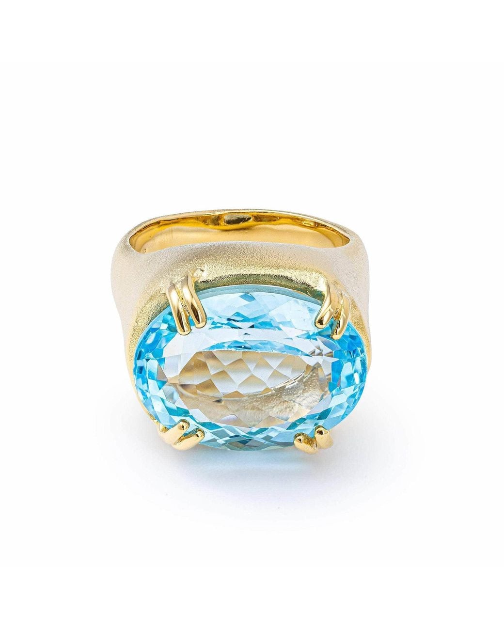 German Kabirski Blue Tethys Plated Ring With Natural Oval Cut Topaz