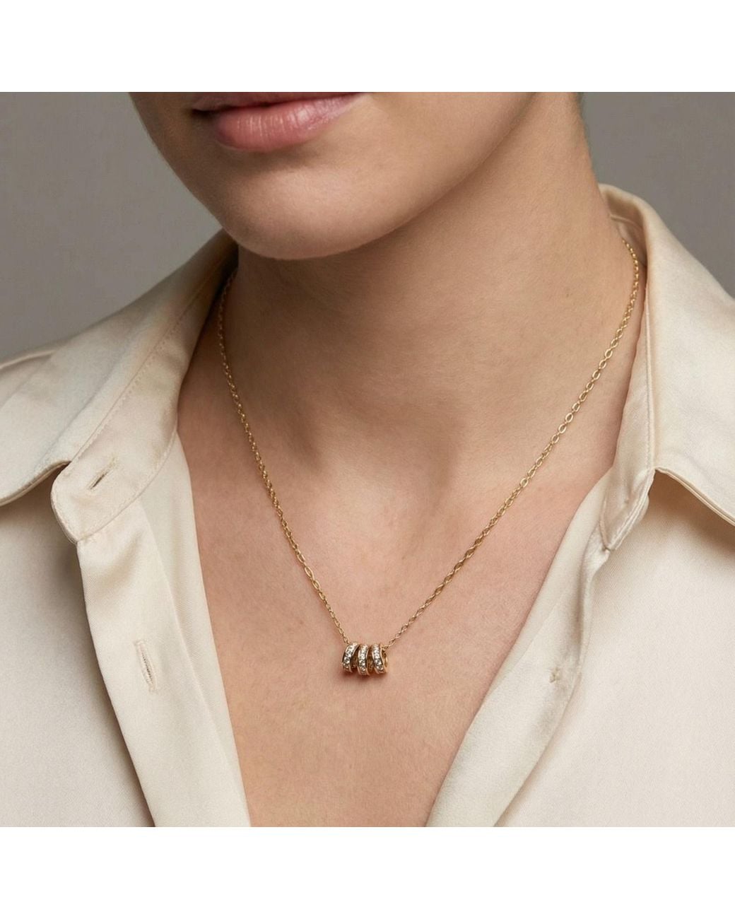 Vicky&Nico Metallic Triple Pavé Ring Necklace