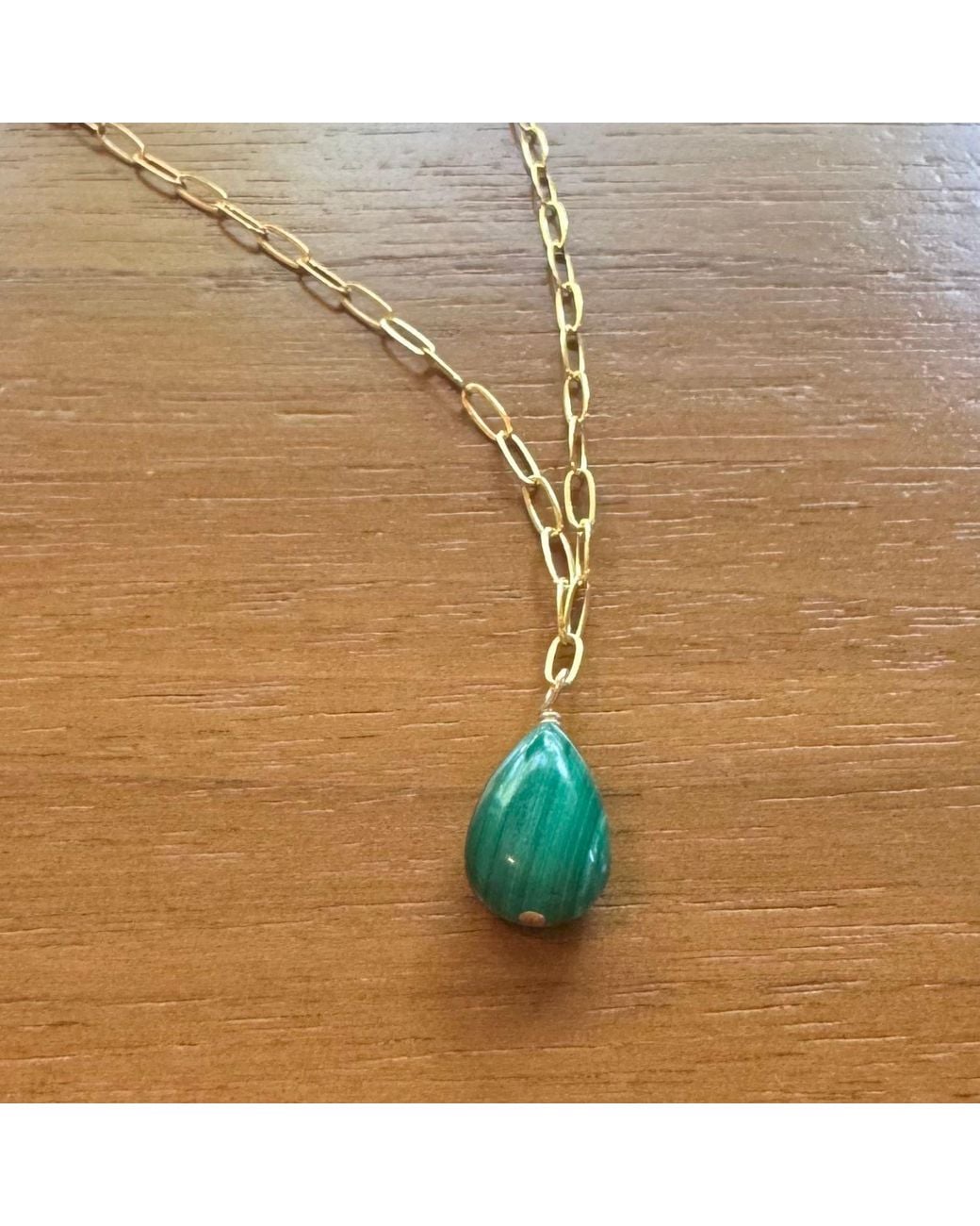 Herself Collections Metallic Malachite Drop Necklace