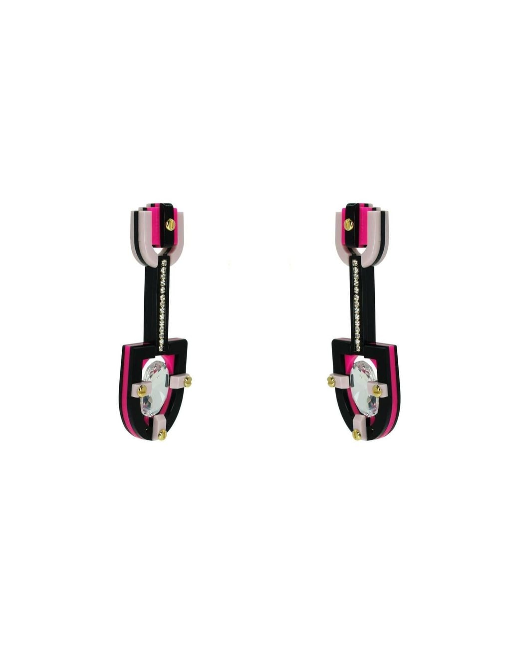 Gissa Bicalho Pink Handmade Acrylic Earring Long Oval Cut Stone