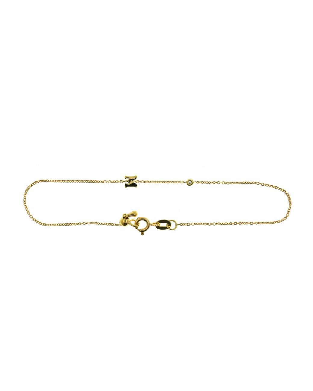Genevieve Collection Metallic 18K Initial Diamond Bracelet