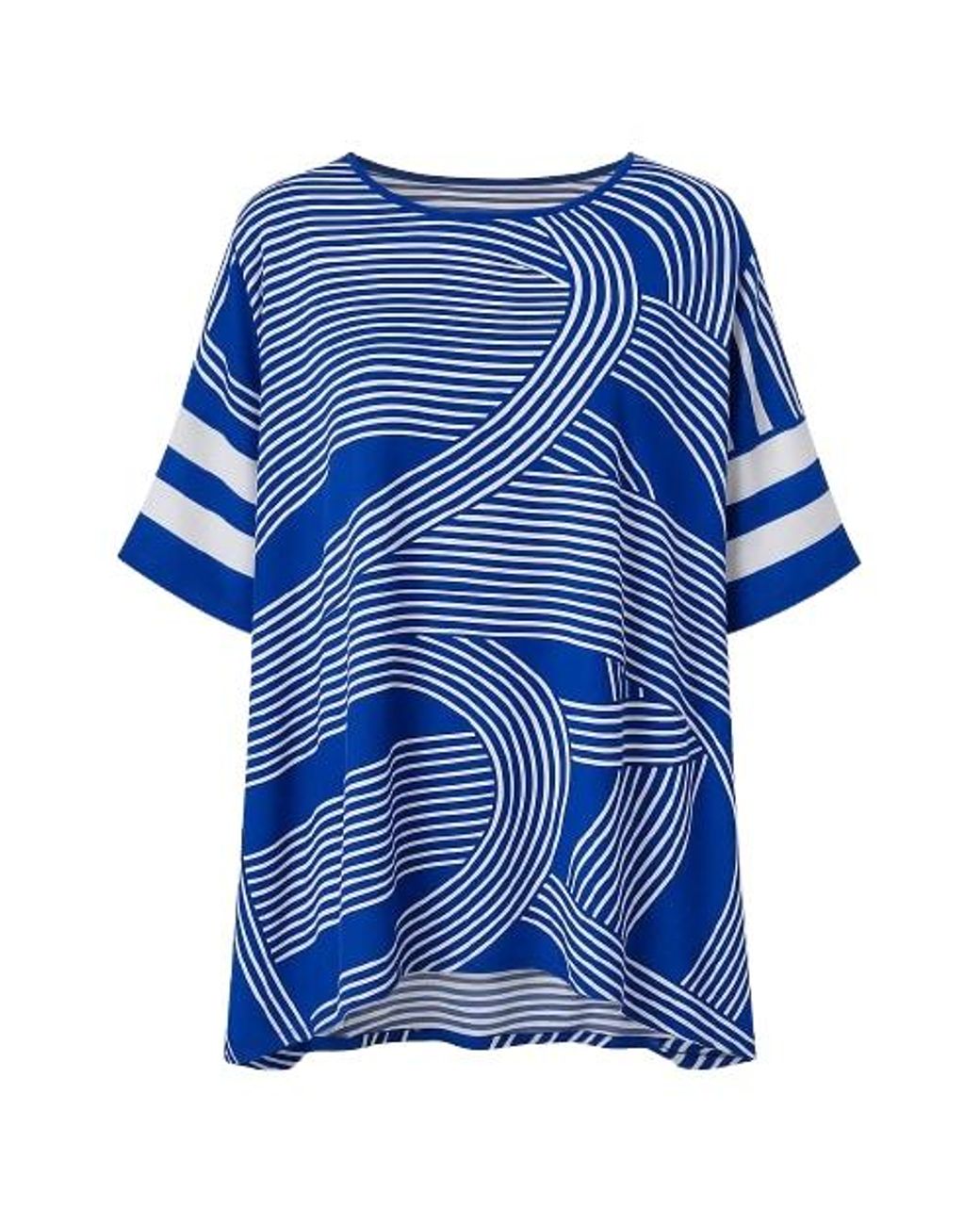 Conquista Blue Oversized Striped Top