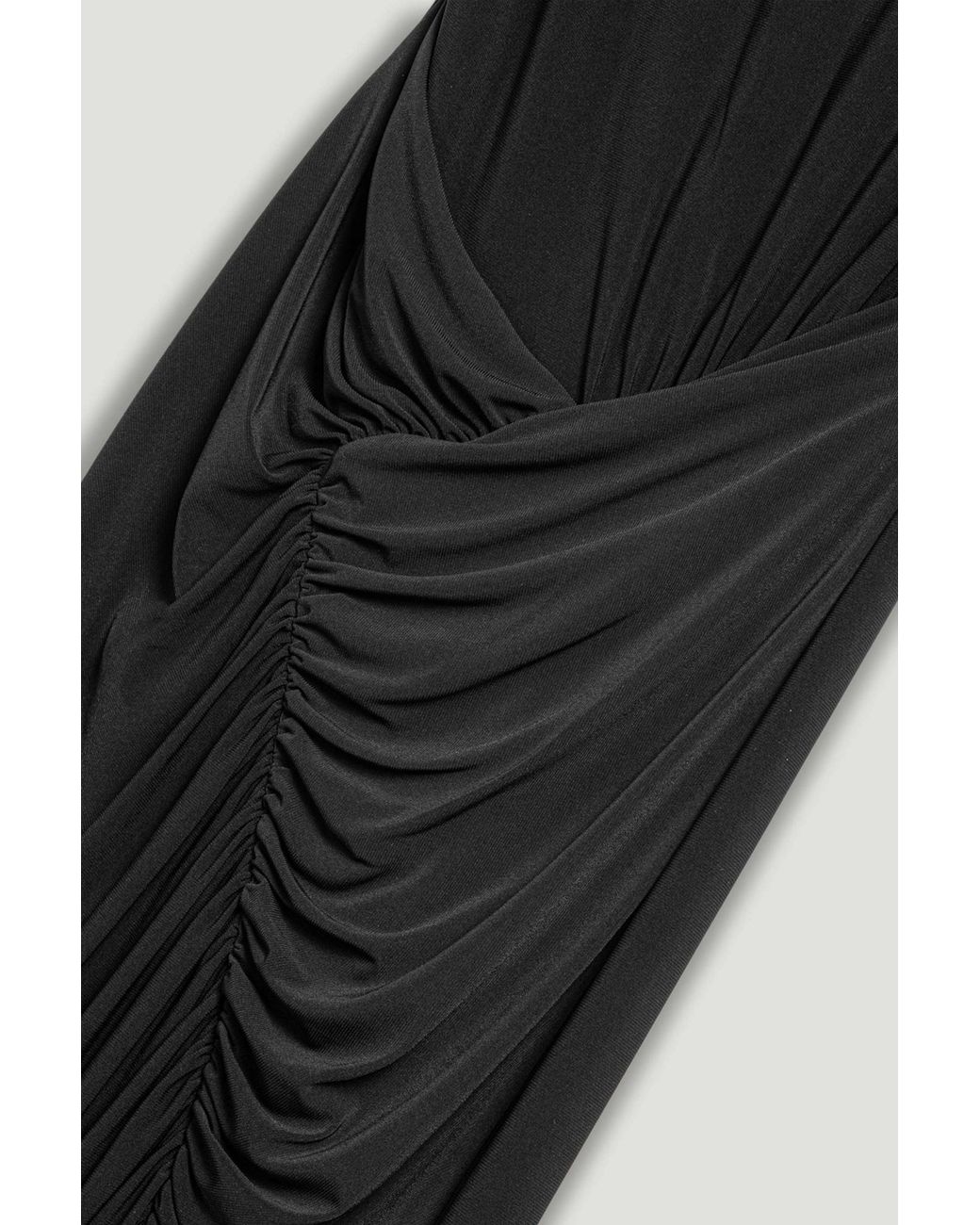 Nocturne Black Ruched Side-Slit Maxi Dress