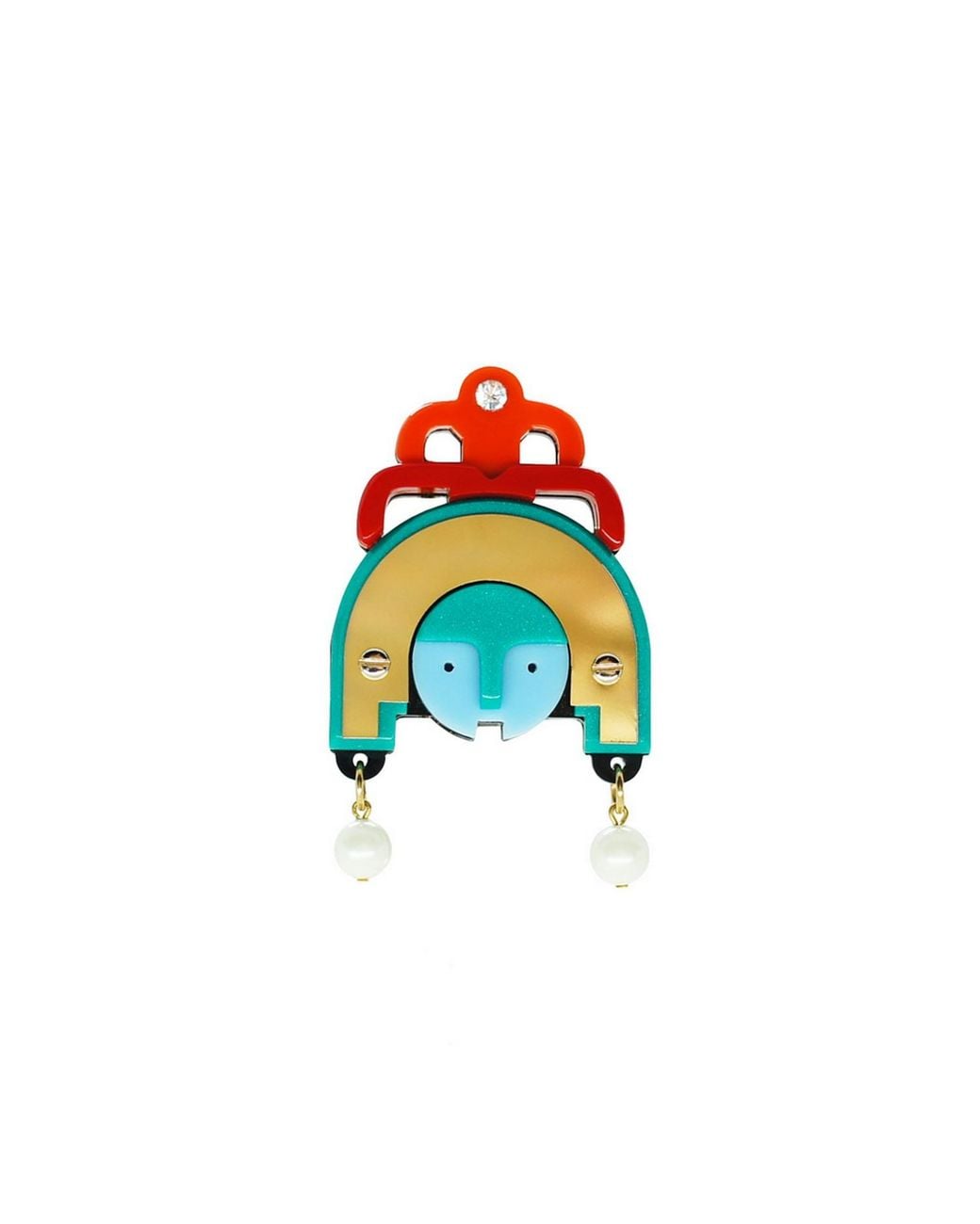 Gissa Bicalho Green Acrylic Handmade Brooch Ixchel