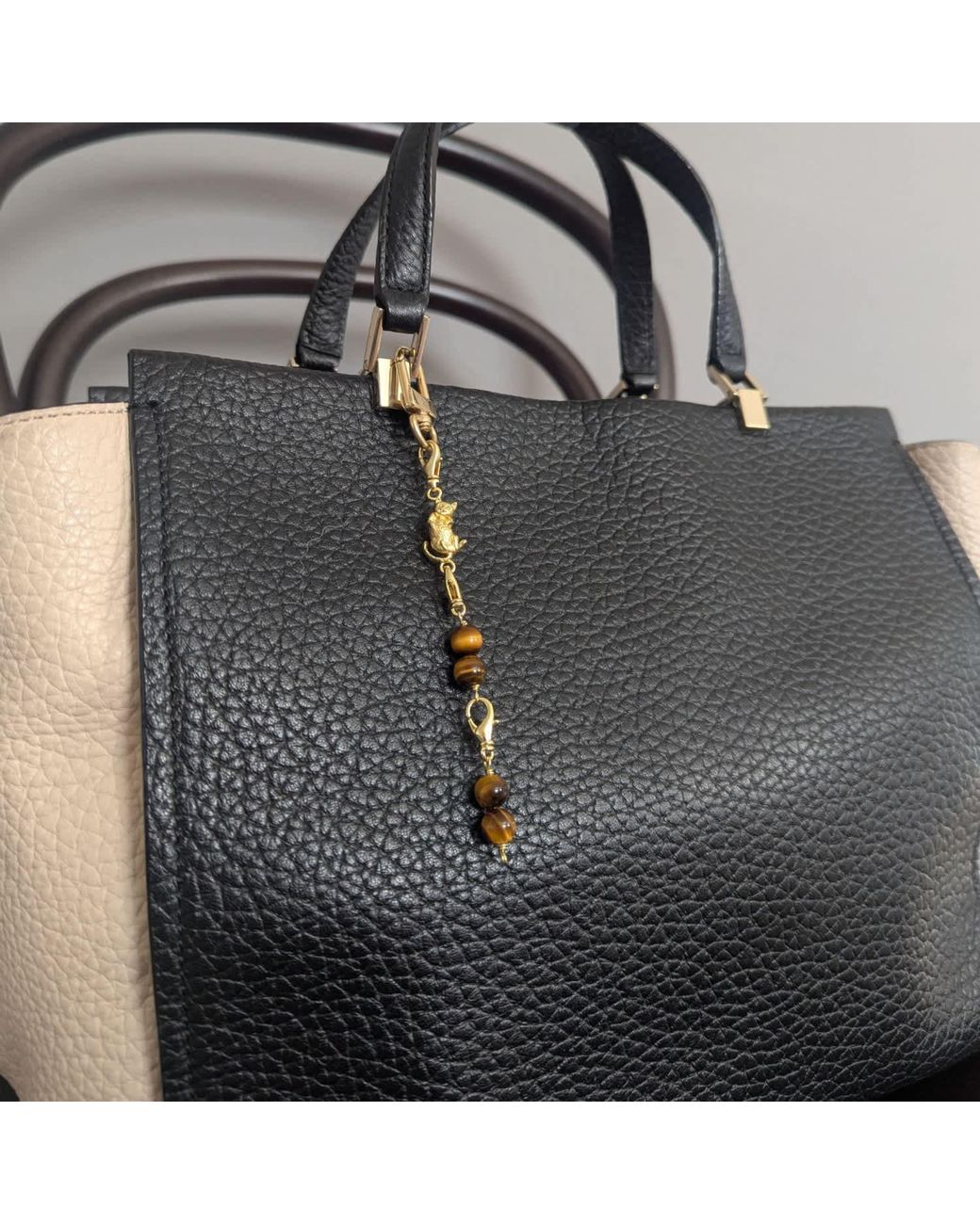Frenvyrn Metallic Cat Convertible Tiger's Eye Bracelet Bag Charm Small for men