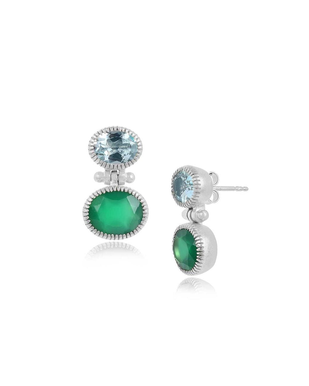 Moon London Green Topaz & Onyx Combo Sterling Earrings