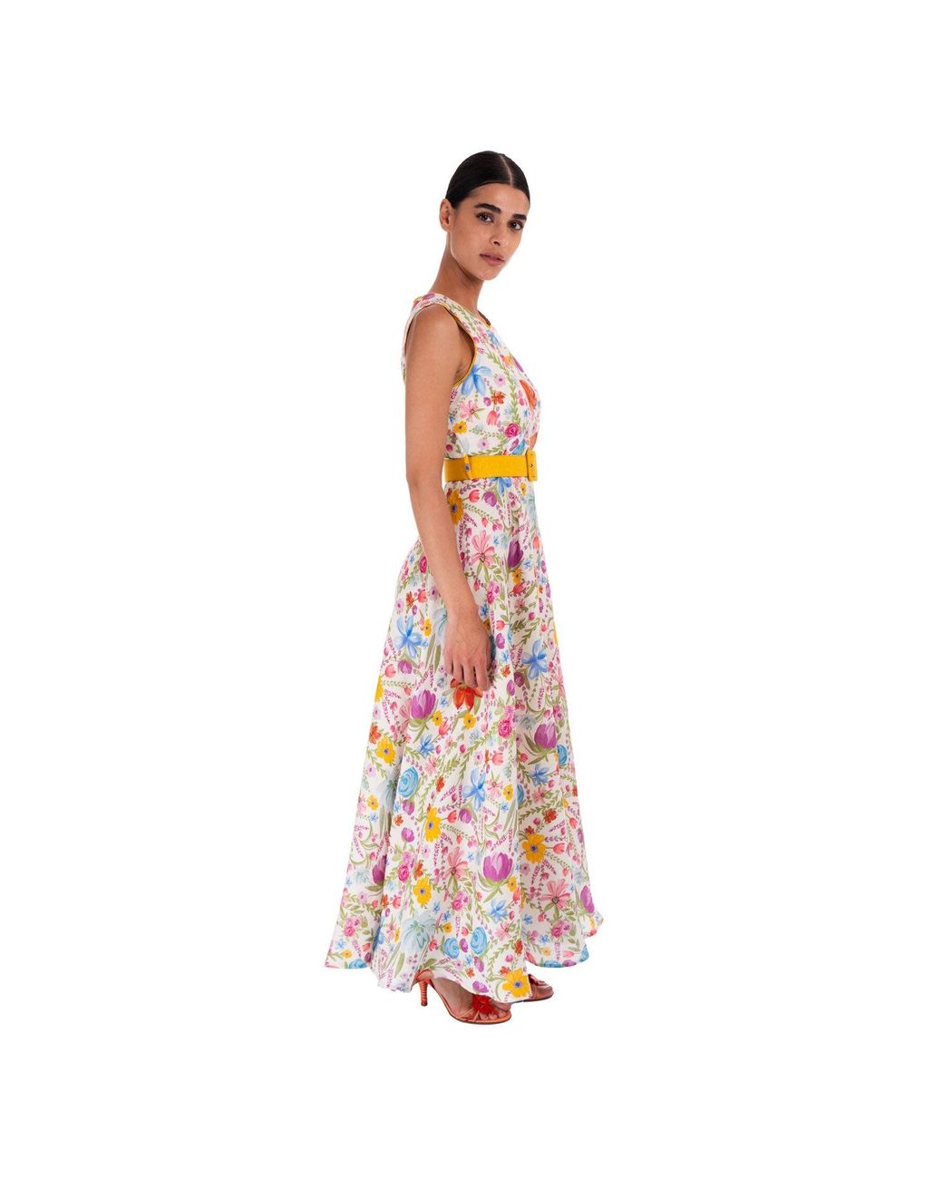 Sofia Tsereteli White Watercolour Garden Linen Dress