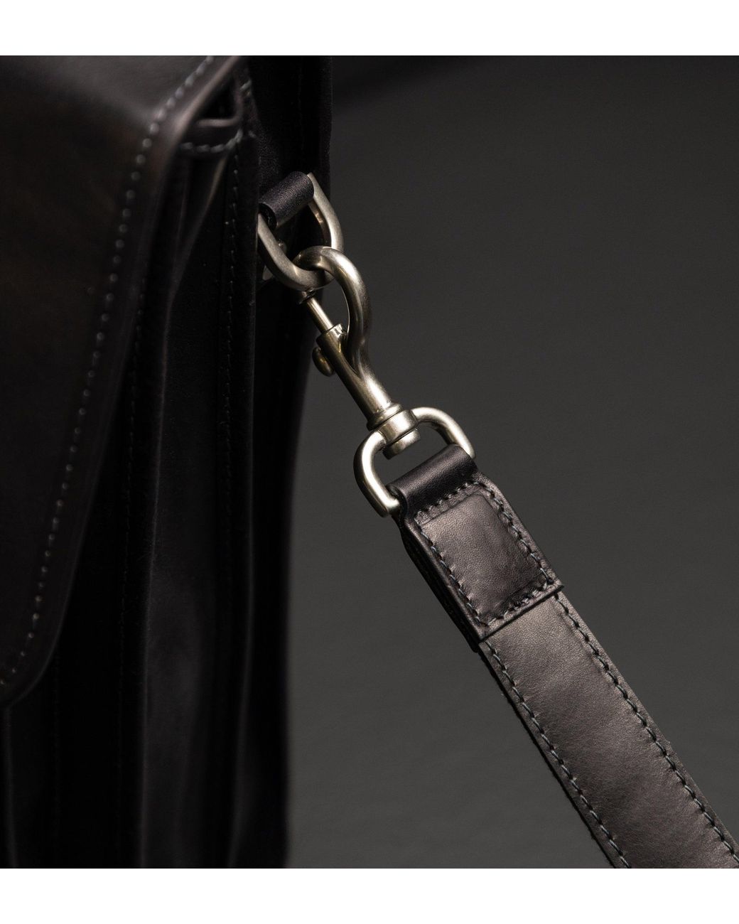 Time Resistance Black Leather Satchel Bag for men