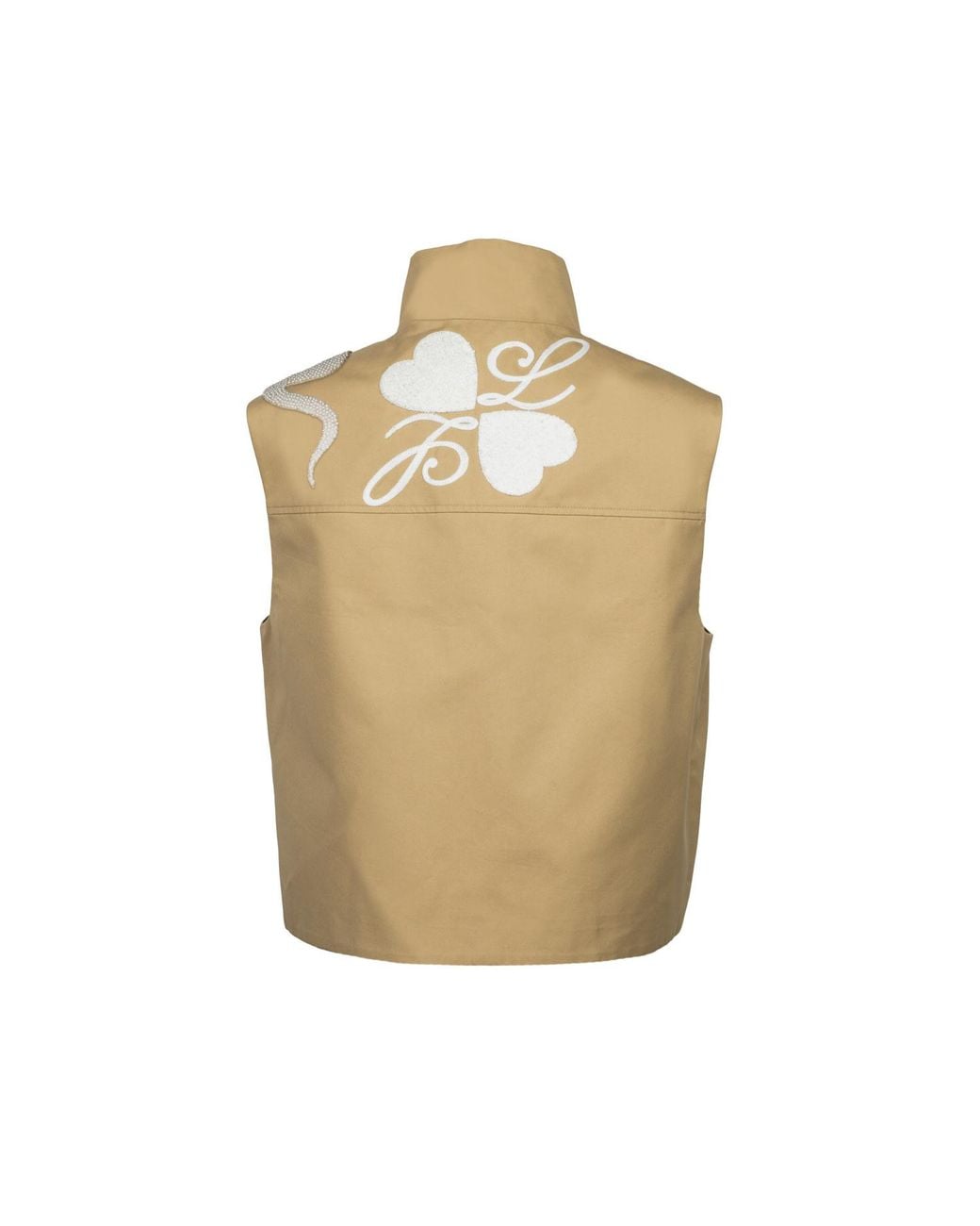 House of Laines London Natural Neutrals Laines Couture Embellished Ivory Snake Cropped Trench Gilet