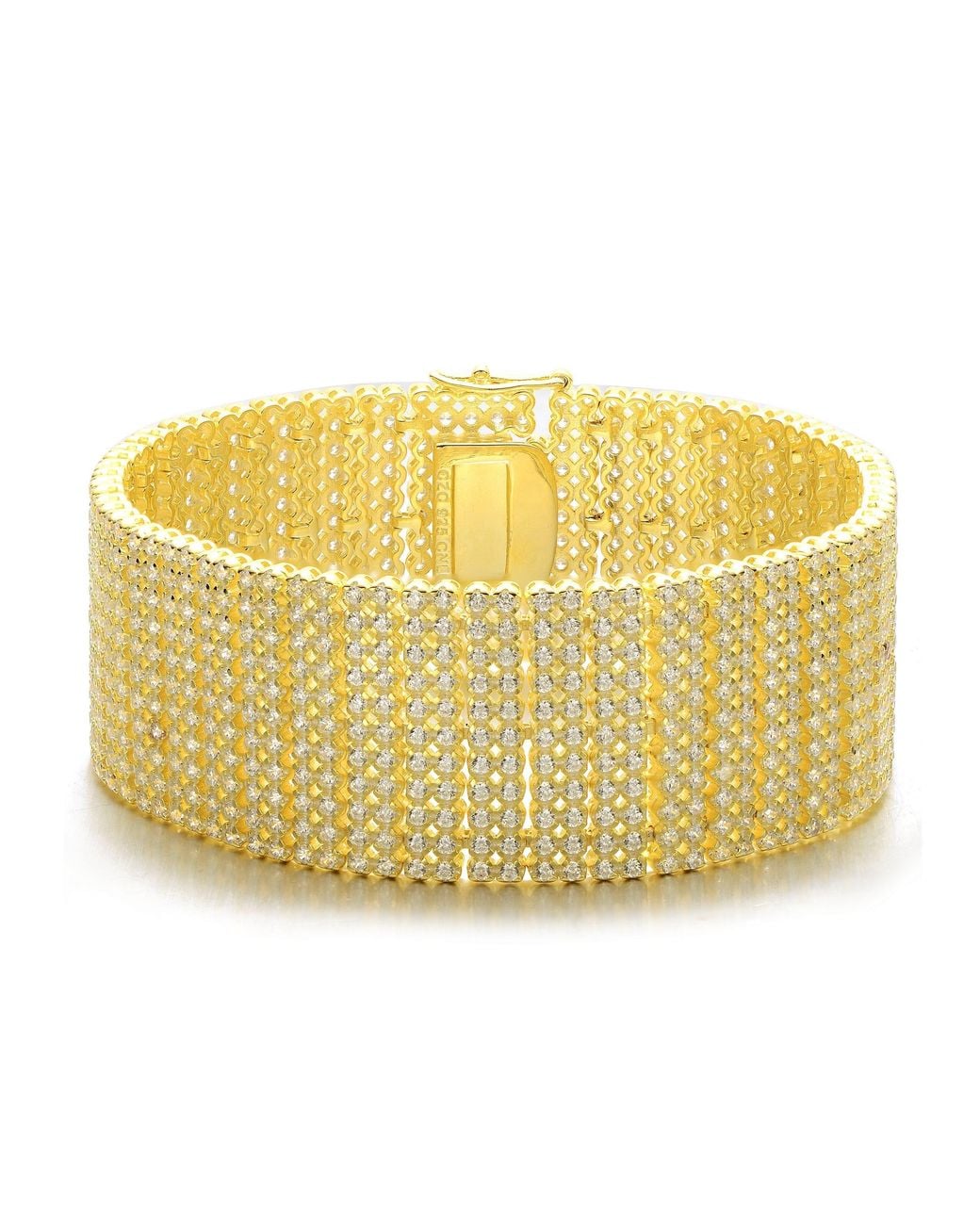 Genevive Jewelry Yellow Genevive Sterling-Plated With Cubic Zirconia Cuff Bracelet