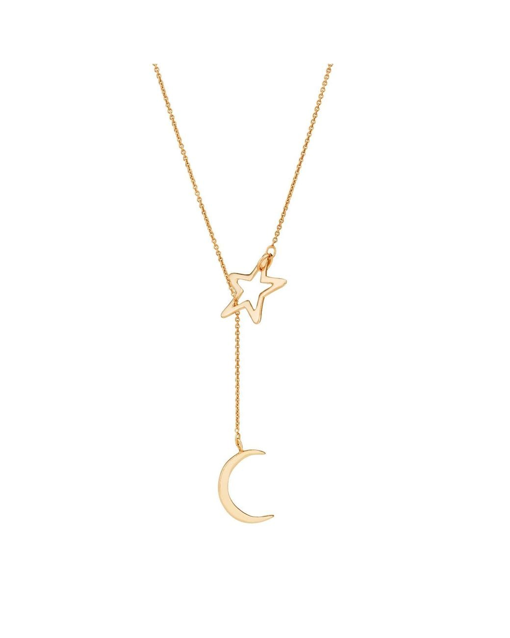 Posh Totty Designs Metallic Yellow Gold Plated Moon & Star Lariat Necklace