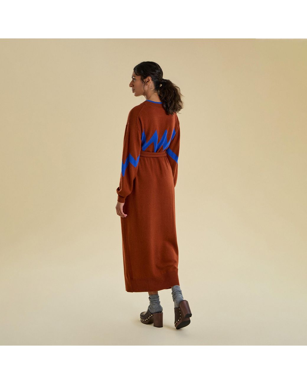 Maison Wanda Brown Zig Zag Dress