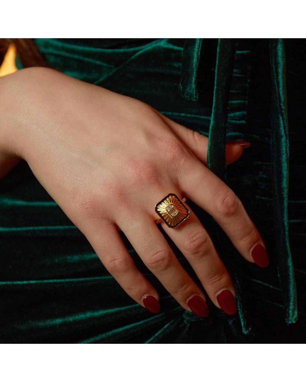 Augustine Jewels Metallic Art Deco Diamond Cocktail Ring