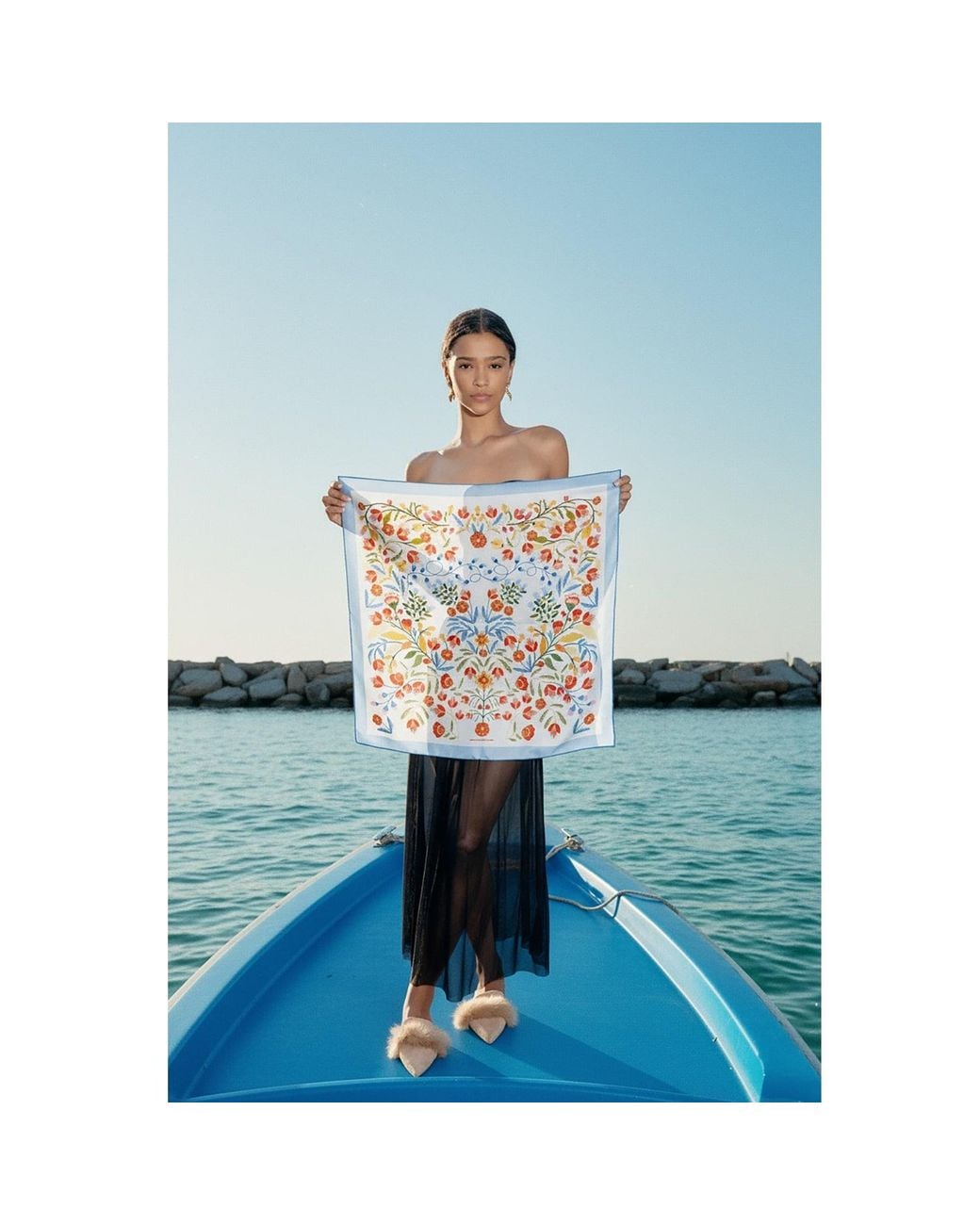 Jessie Zhao New York Multicolor Porcelain Jardin Double Sided Silk Scarf