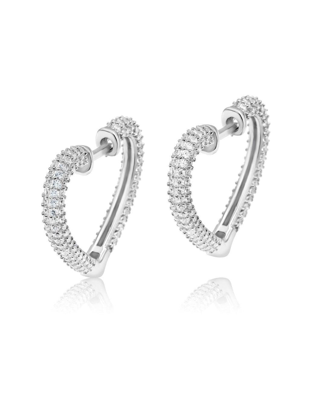 SHYMI White Open Heart Pave Hoops