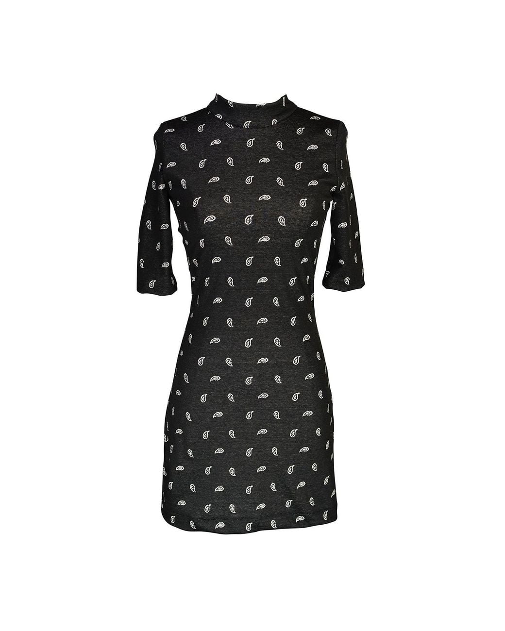 Jennafer Grace Black Paisley Villain Mockneck Mini Dress