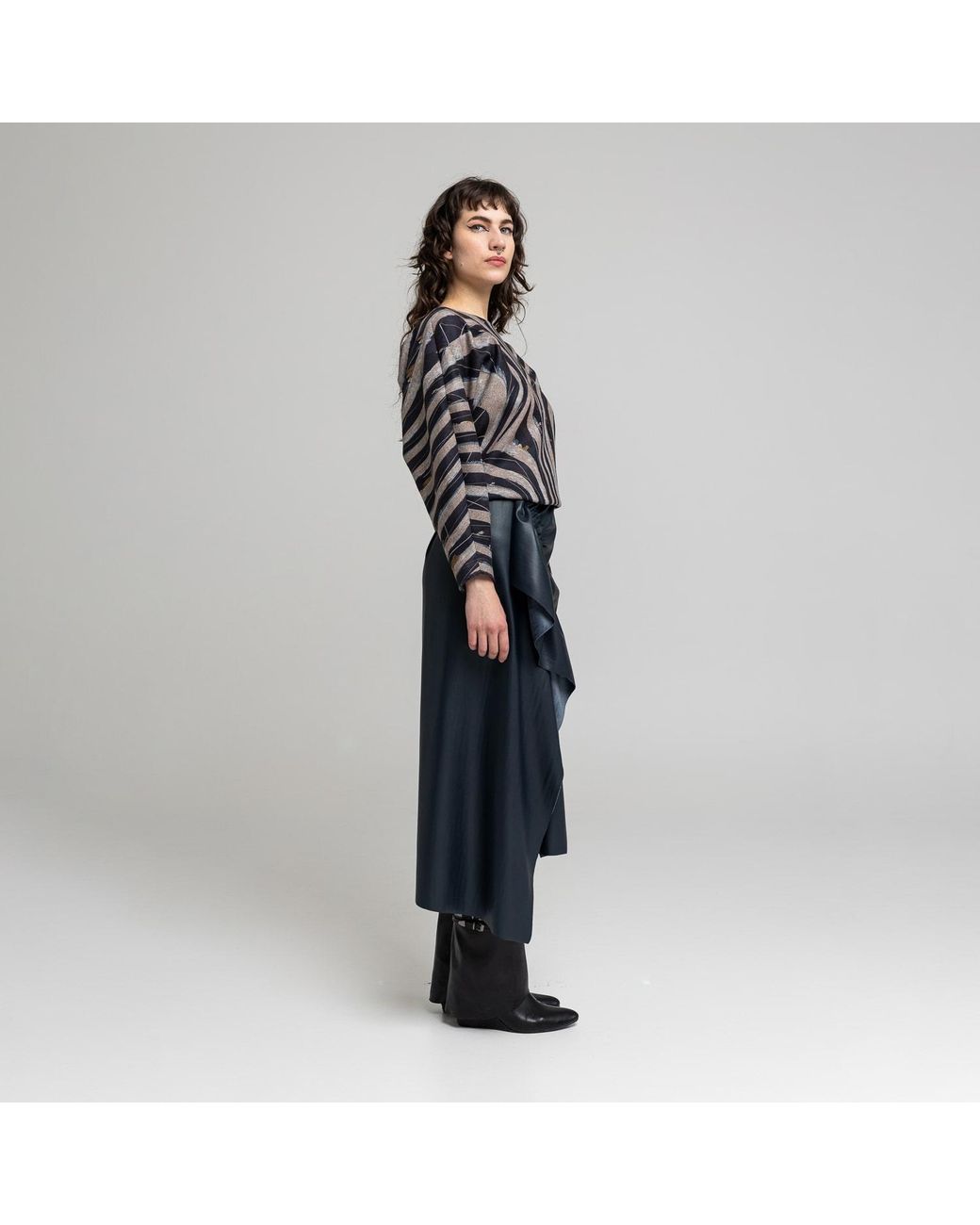 ARTISTA Blue Celeste Gathered Midi Skirt