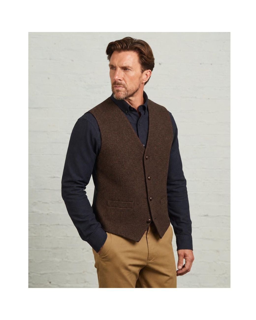 Guards London Black Robert Tweed Heritage Wool Waistcoat for men