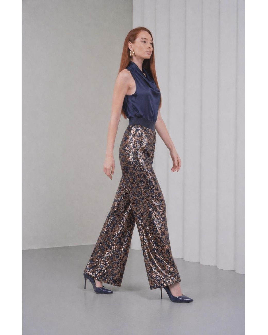 Lumina Eligma Red Ember Flare Sequin Pants