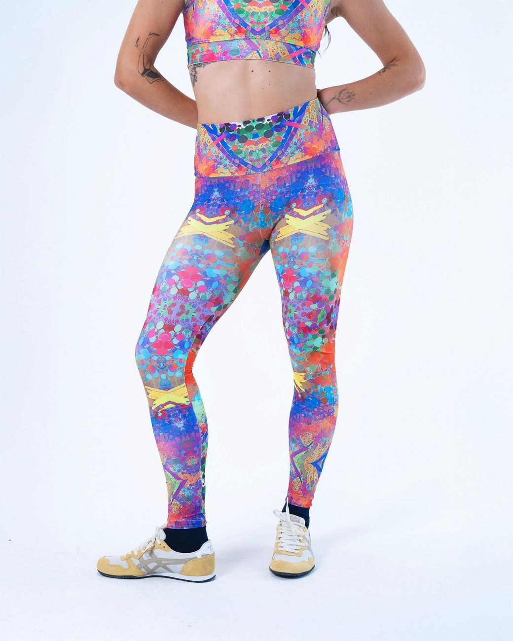 Lilia Munn Blue High Waisted Leggings –
