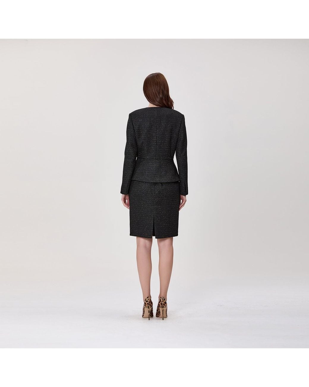 Smart and Joy Black Textured Tailored Jacket With Jewelled Buttons