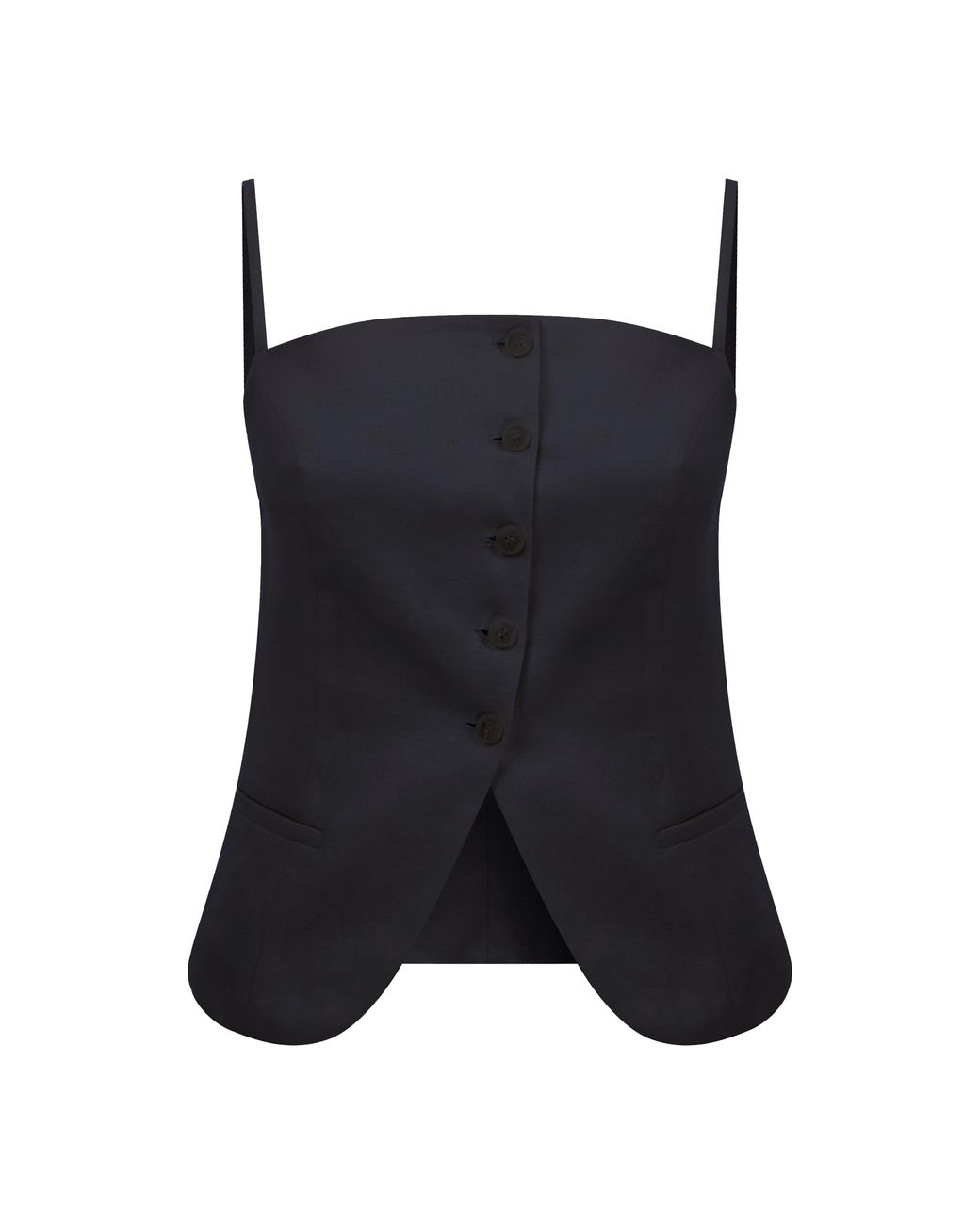 NAZLI CEREN Black Marona Linen Top