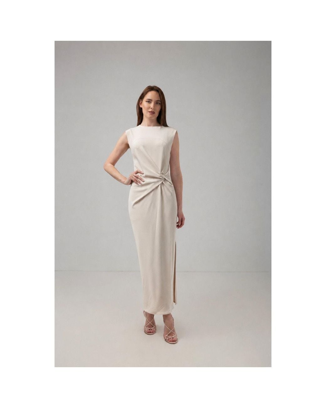 IZABELA MANDOIU Natural Elegant Twist-Detail Maxi Dress