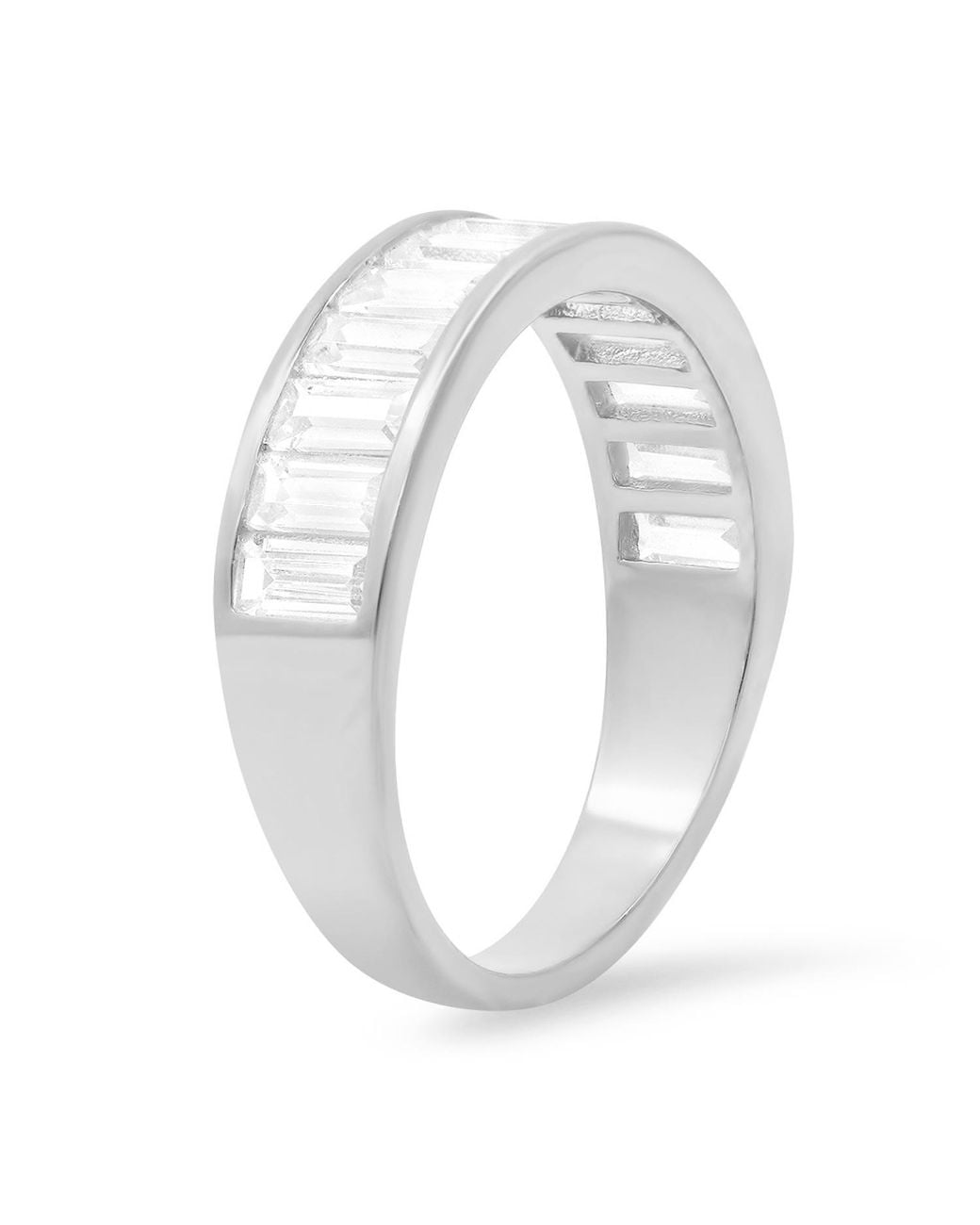 Kylie Harper White Baguette Cut Diamond Cz Band Ring