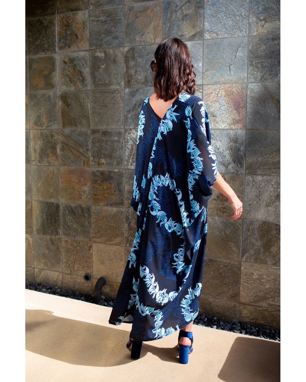 Jennafer Grace Blue Nebula Lei Caftan