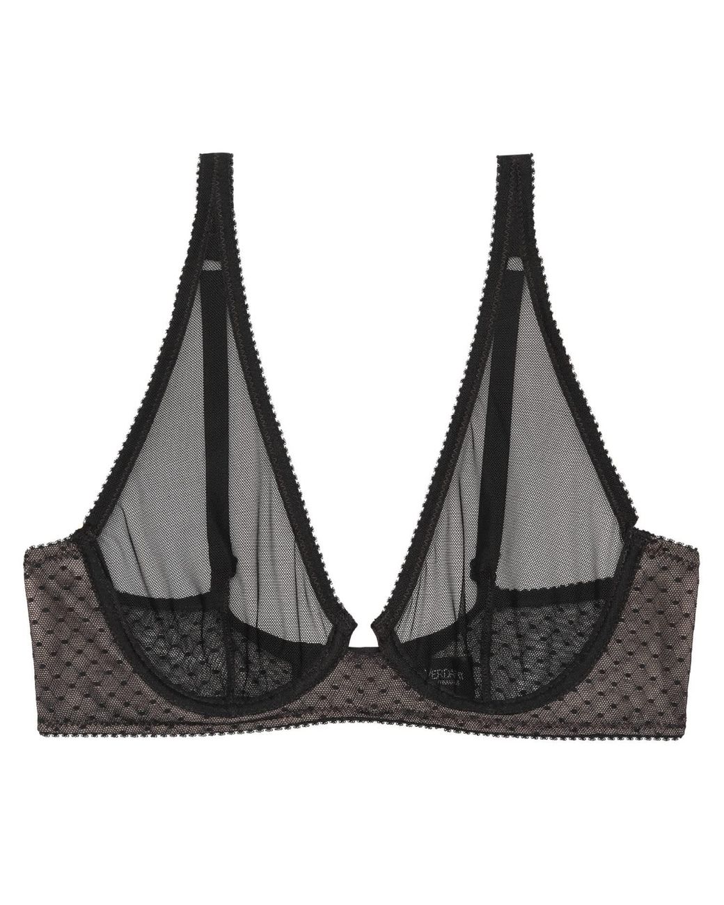 Verdant Intimates Black Dot Mesh Plunge Bra