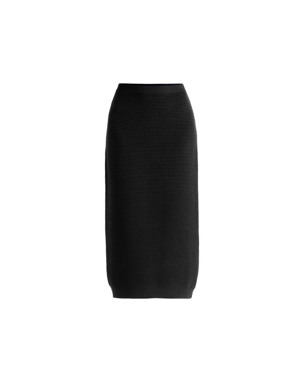 Paisie Black Ribbed Midi Skirt