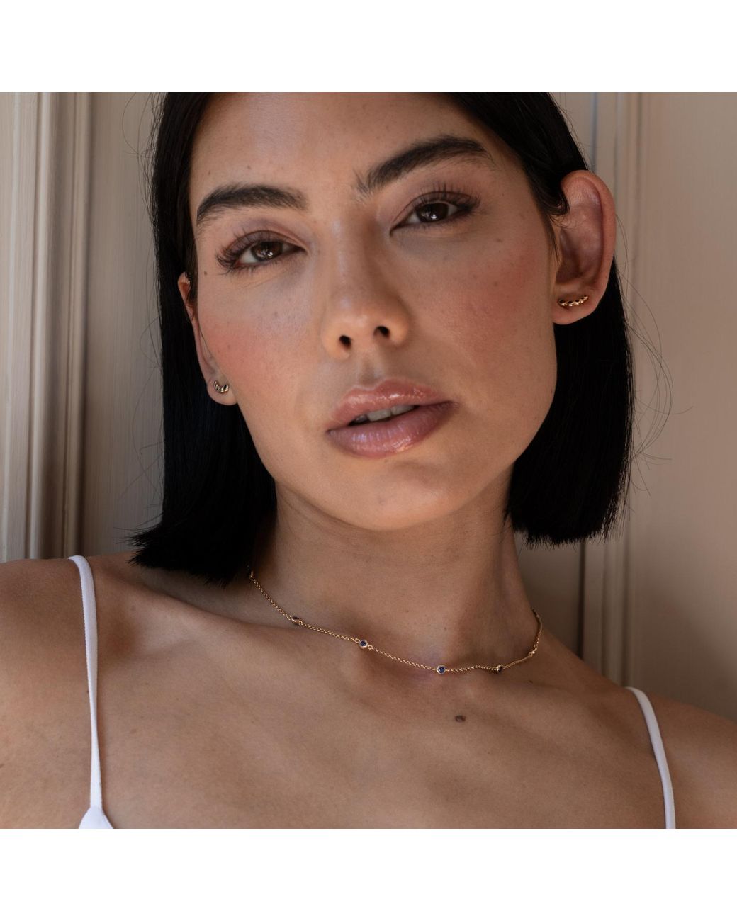 Dower & Hall Metallic Sapphire Dewdrop Chain Necklace